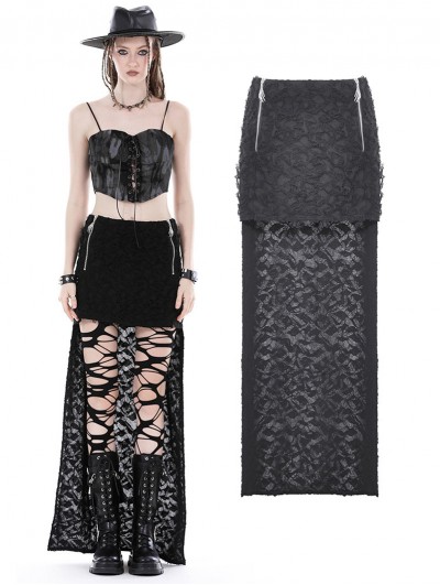 Dark in Love Black Gothic Punk Devil Hands Distressed High Low Skirt