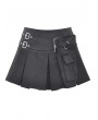 Dark in Love Black Gothic Punk Pleated Mini Skirt With Side Bag