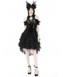 Dark in Love Black Gothic Princess Frilly Lace Striped High Low Skirt