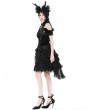 Dark in Love Black Gothic Princess Frilly Lace Striped High Low Skirt