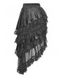 Dark in Love Black Gothic Princess Frilly Lace Striped High Low Skirt