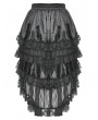 Dark in Love Black Gothic Princess Frilly Lace Striped High Low Skirt