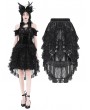 Dark in Love Black Gothic Princess Frilly Lace Striped High Low Skirt