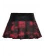 Dark in Love Black Gothic Punk Dye Blood Red Pleated Mini Skirt