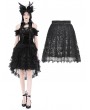 Dark in Love Black Gothic Floral Pattern Lace Trimmed Doll Skirt