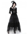 Dark in Love Black Gothic Dot Vintage Pattern Maxi Skirt