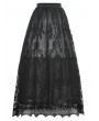 Dark in Love Black Gothic Dot Vintage Pattern Maxi Skirt