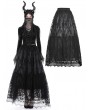 Dark in Love Black Gothic Dot Vintage Pattern Maxi Skirt