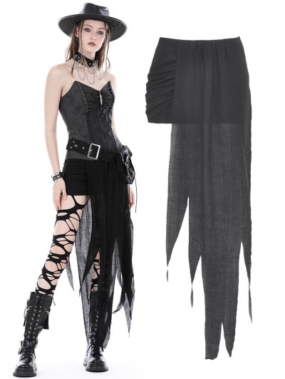 Dark in Love Black Gothic Decadent Side Zip Irregular Skirt