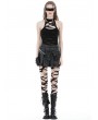 Dark in Love Black Gothic Punk Rock PU Pleated Mini Skirt with Bags