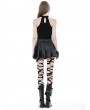 Dark in Love Black Gothic Punk Rock PU Pleated Mini Skirt with Bags