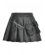 Dark in Love Black Gothic Punk Rock PU Pleated Mini Skirt with Bags