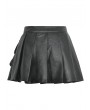 Dark in Love Black Gothic Punk Rock PU Pleated Mini Skirt with Bags