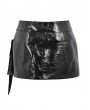 Dark in Love Black Gothic Punk Shiny PU Leather Spiked Rivet Mini Skirt