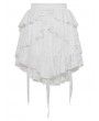 Dark in Love White Sweet Gothic Irregular Floral Lace Ruffle Skirt