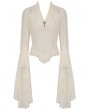 Dark in Love Ivory Steampunk Gothic Elegant Long Trumpet Sleeves Shirt for Women