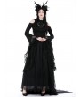 Dark in Love Black Vintage Gothic Lace Trumpet Sleeves Sexy Shouler Shirt for Women