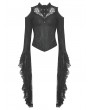 Dark in Love Black Vintage Gothic Lace Trumpet Sleeves Sexy Shouler Shirt for Women