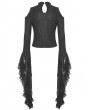 Dark in Love Black Vintage Gothic Lace Trumpet Sleeves Sexy Shouler Shirt for Women