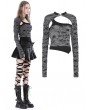 Dark in Love Grey and Black Gothic Punk Shredded Asymmetric Top for Women