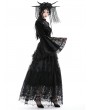 Dark in Love Black Vintage Gothic Lace Bell Sleeve Hollow Out Sexy Velvet Top for Women