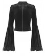 Dark in Love Black Vintage Gothic Lace Bell Sleeve Hollow Out Sexy Velvet Top for Women