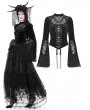 Dark in Love Black Vintage Gothic Lace Bell Sleeve Hollow Out Sexy Velvet Top for Women