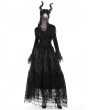 Dark in Love Black Vintage Gothic Lace Up Trumpet Sleeves Velvet Top for Women