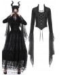 Dark in Love Black Vintage Gothic Lace Up Trumpet Sleeves Velvet Top for Women