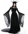 Dark in Love Black Gothic Sexy Hollow Out Long Trumpet Sleeves Mesh Top for Women