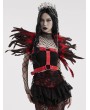 Punk Rave Black and Red Gothic Decadent Faux Feather Shoulder Accessory
