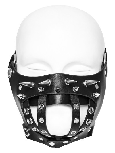 Punk Rave Black Gothic Punk Metal Rivets Half Face Mask