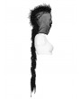 Punk Rave Black Gothic Punk Faux Fur Mohawk Mesh Full Face Hood