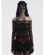 Punk Rave Black Gothic Fringed Lace Coffin Mask with Sequin Tassels