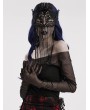 Punk Rave Black Gothic Fringed Lace Coffin Mask with Sequin Tassels