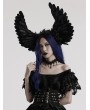 Punk Rave Black Gothic Faux Feather Symmetrical Devil Wing Headwear