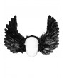 Punk Rave Black Gothic Faux Feather Symmetrical Devil Wing Headwear