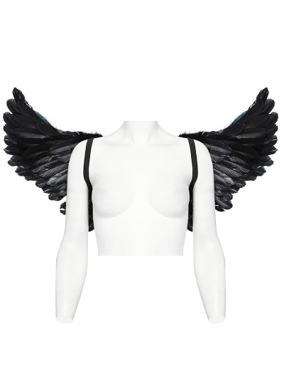 Punk Rave Black and Red Gothic Punk Demon Feather Wing