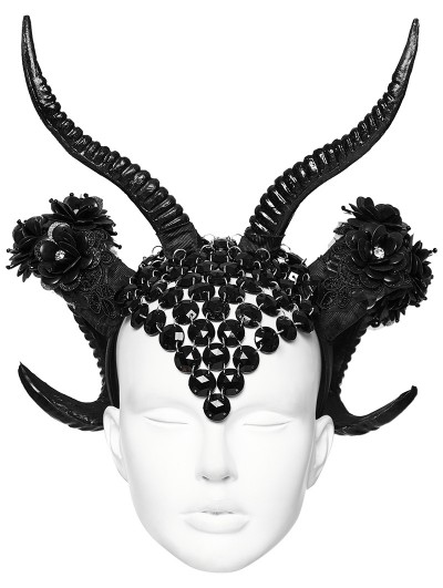 Punk Rave Black Gothic Glitter Flower Demon Horn Headwear