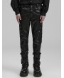 Punk Rave Black Gothic Punk PU Leather Slim Fitted Pants for Men