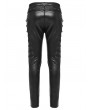 Punk Rave Black Gothic Punk PU Leather Slim Fitted Pants for Men