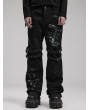 Punk Rave Black Gothic Punk Distressed Mesh Skull Printed Trousers for Men