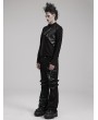 Punk Rave Black Gothic Punk Distressed Mesh Skull Printed Trousers for Men