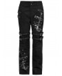 Punk Rave Black Gothic Punk Distressed Mesh Skull Printed Trousers for Men