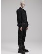 Punk Rave Black Vintage Gothic Jacquard Trimmed Slim fit Trousers for Men