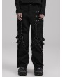 Punk Rave Black Gothic Punk Metal Studded Wide Leg Trousers for Men