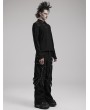 Punk Rave Black Gothic Punk Metal Studded Wide Leg Trousers for Men