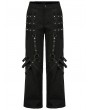 Punk Rave Black Gothic Punk Metal Studded Wide Leg Trousers for Men