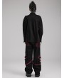 Punk Rave Black and Red Gothic Punk Metal Studded Wide Leg Trousers for Men