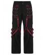 Punk Rave Black and Red Gothic Punk Metal Studded Wide Leg Trousers for Men